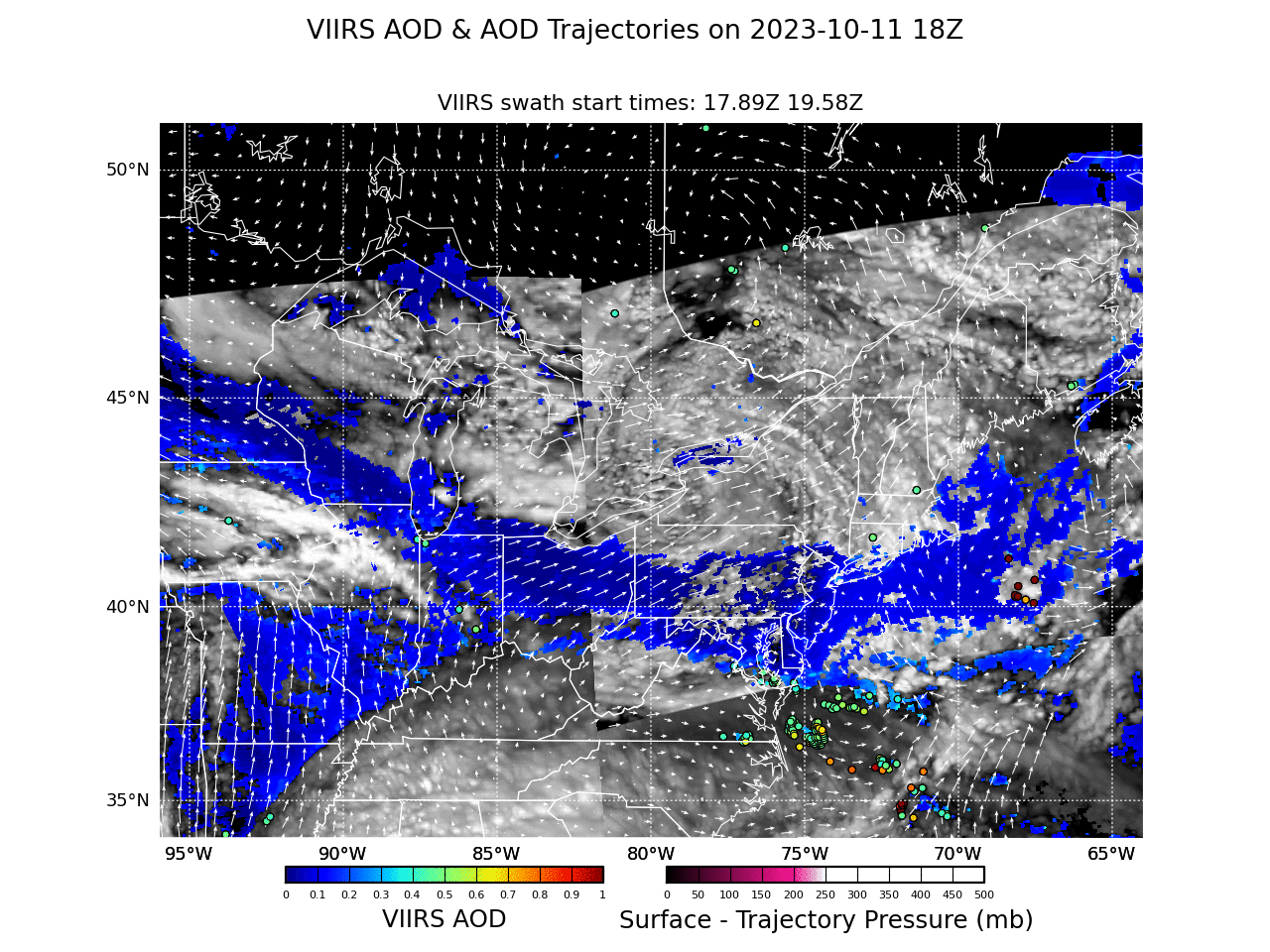 Latest High Resolution VIIRS AOD and AOD Trajectories